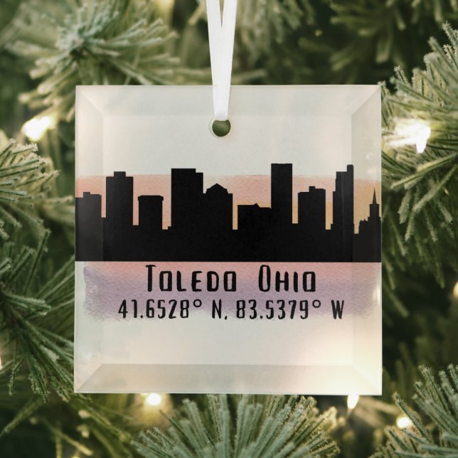 Toledo OH City Skyline Ornement en verre (Insitu)