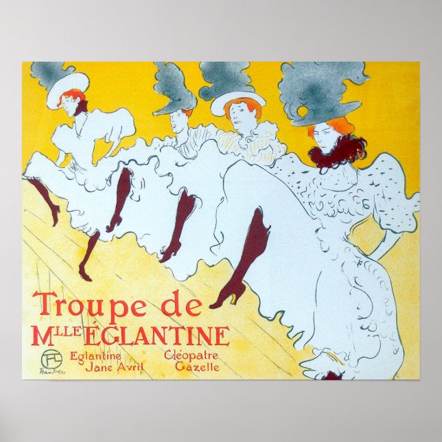 Tolouse-Lautrec Dancing Girls Yellow Poster Art (Devant)