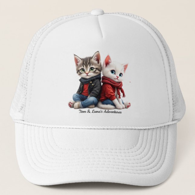 Tom & Luna Casquette Quotidienne – Couple de Chat  (Devant)