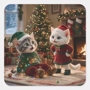 Tom & Luna Joyeux Noël Autocollants de Chat Drôles