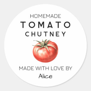 Tomate Chutney étiquette avec aquarelle tomate