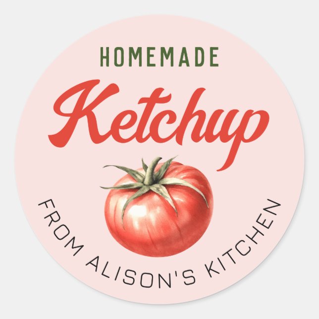 Tomate Ketchup Cantine étiquette aquarelle tomate (Devant)