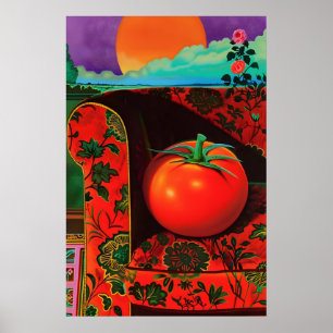 Tomate sur impression d'art de fauteuil floral sur