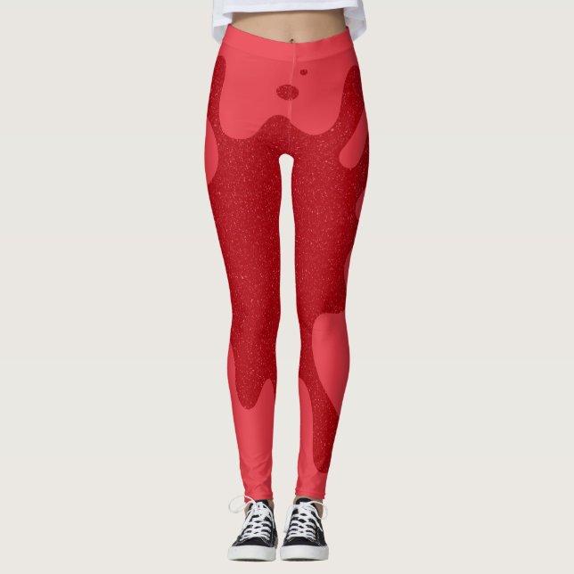Tomato Red Speckle-Panel Leggings – Customizable (Devant)