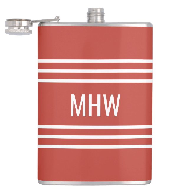 Tomato Red Stripes flacon monogramme personnalisé (Ouvert)
