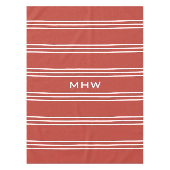 Tomato Red Stripes sur mesure monogramme nappes (Devant)