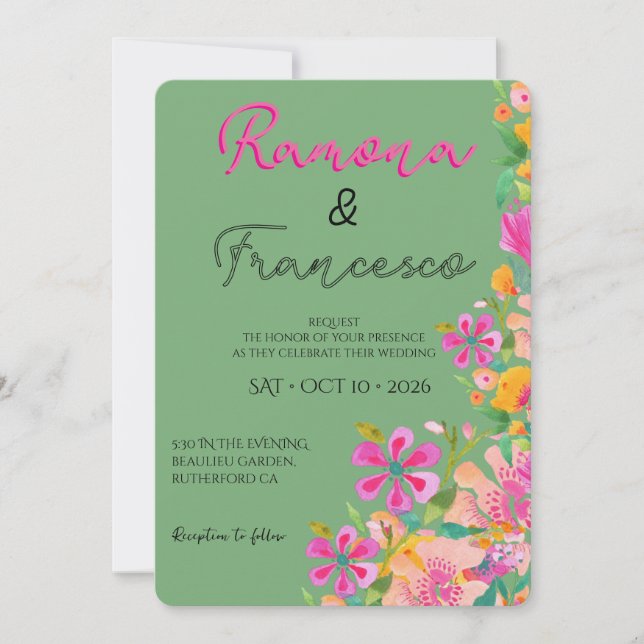 Tomber Amoureux de Vous Invitation de Mariage Flor (Devant)