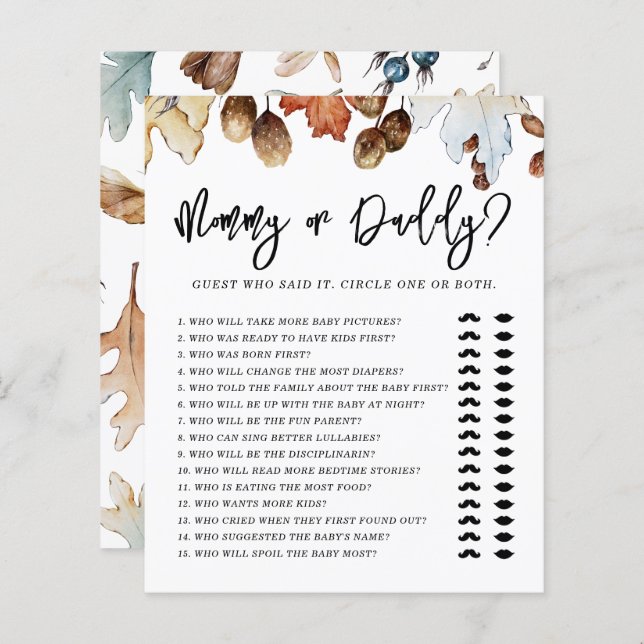 Tomber dans l'amour Automne Baby shower maman ou p (Devant / Derrière)