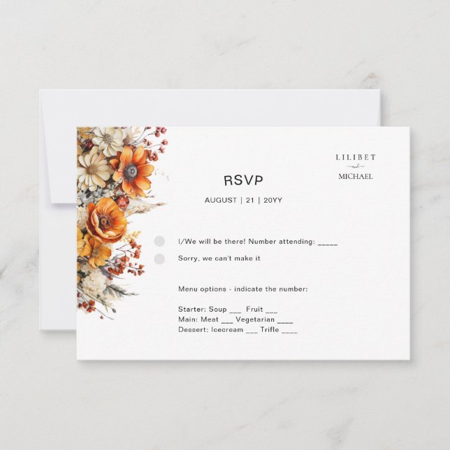 TOMBER FLORAL RSVP | ORANGE FLEURS | MARIAGE RUSTI