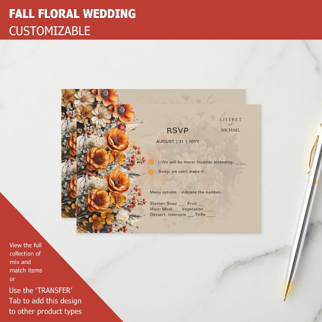 TOMBER FLORAL RSVP | ORANGE FLEURS | MARIAGE RUSTI (Créateur téléchargé)