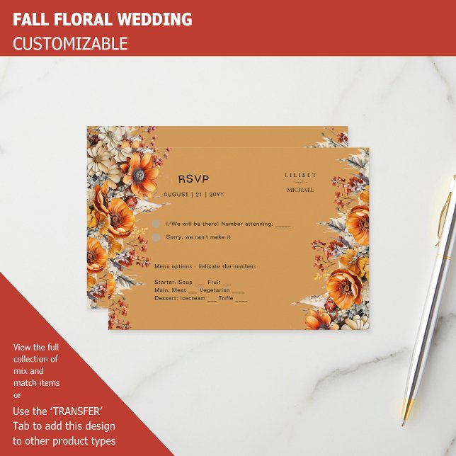 TOMBER FLORAL RSVP | ORANGE FLEURS | MARIAGE RUSTI (Créateur téléchargé)