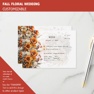 TOMBER FLORAL RSVP ORANGE FLEURS MARIAGE RUSTI