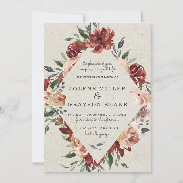Tombez amoureux | Faire-part de mariage Rustic Blo (Devant)