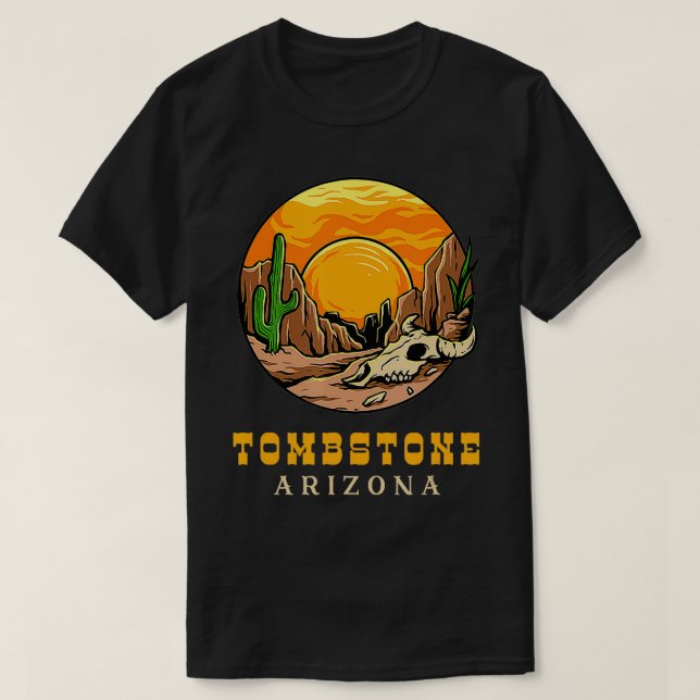 Tombstone Arizona Retro Cactus et Sun TShirt (Design devant)
