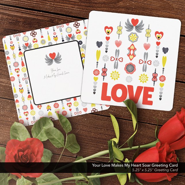 Ton Amour Fait Tourner Mon Coeur Carte De Voeux (Your Love Makes My Heart Soar Greeting Card, Bold and Vibrant Minimalist Design)