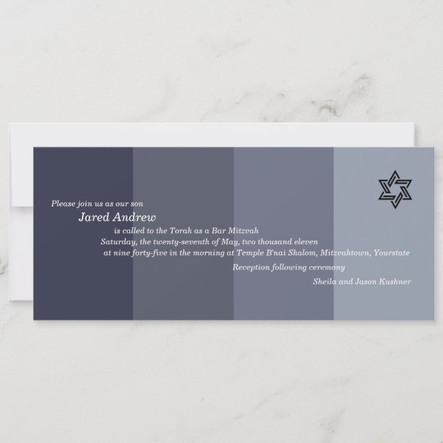 Tonal Grey Bar Mitzvah Invitation (Devant)