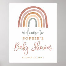 Tones Muted Boho Rainbow Baby shower Affiche de bi