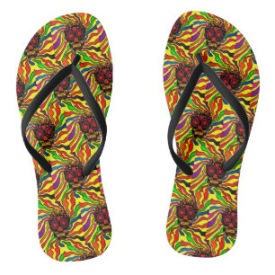 Tongs 105 - Neon Skull Flip Flops