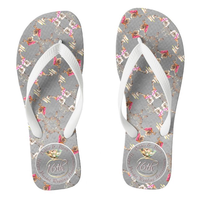 Tongs 16e anniversaire du Mariage Péridot, cire et stati (Semelle)