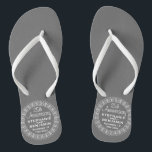 Tongs 25e anniversaire du Mariage Personnalisé<br><div class="desc">Bordure d'argent et de blanc gris traditionnel - Un cadeau parfait pour les parents ou grands-parents. Un souvenir que vous pouvez customiser.</div>