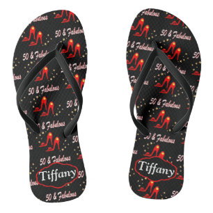 TONGS 50E ANNIVERSAIRE CHAUSSURES ROUGES FLOPS PERSONNAL