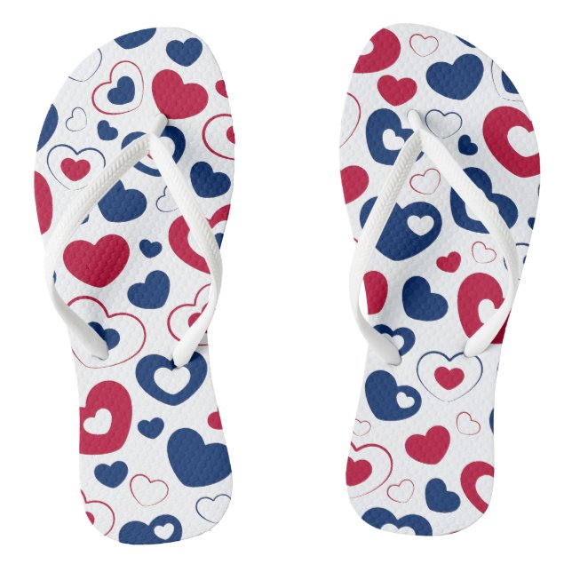 Tongs à cœurs rouges et bleus (Semelle)