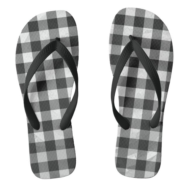 Tongs à damiers Plaid Noir Et Blanc (Semelle)