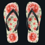 Tongs à fleurs avec des roses rouges sur fond blan<br><div class="desc">Tongs pour FEMMES ou HOMMES avec un design personnalisé d'une grande rose rouge sur fond vert lime derrière des pois blancs - changez la couleur de fond si vous n'êtes pas fan du vert. Idéal pour la tenue de fête du derby du KY ! Nous avons une CHEMISE, une CRAVATE,...</div>