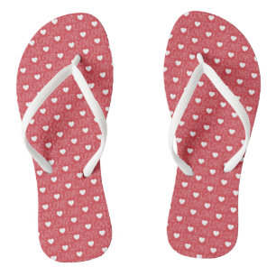 Tongs à motif d'amour - Contour blanc