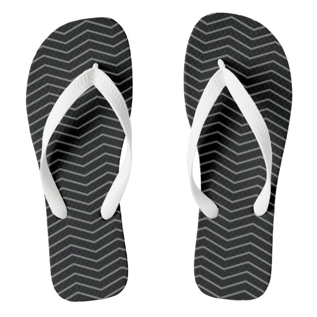 Tongs à motif ondulé zigzag noir gris (Semelle)