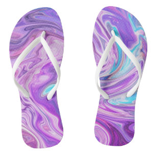 Tongs Abstrait Bleu clair Purple Liquide Swirl