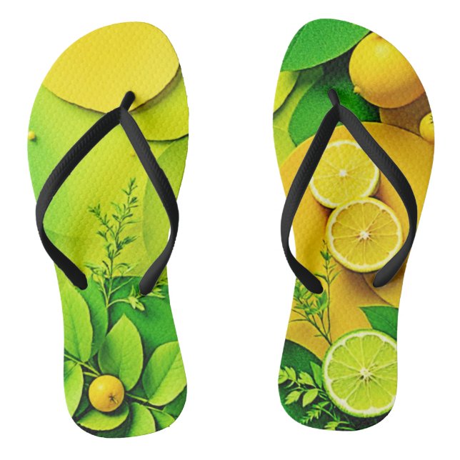 Tongs Abstrait citron citron citron citron citron et l'a (Semelle)