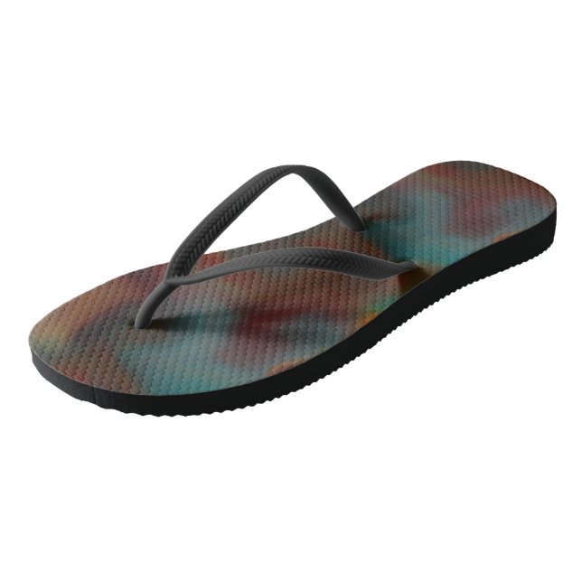 Tongs Abstrait en marbre turquoise et rouille (Incliné)