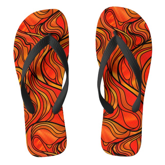 Tongs Abstrait en verre à fond psychédélique orange (Semelle)