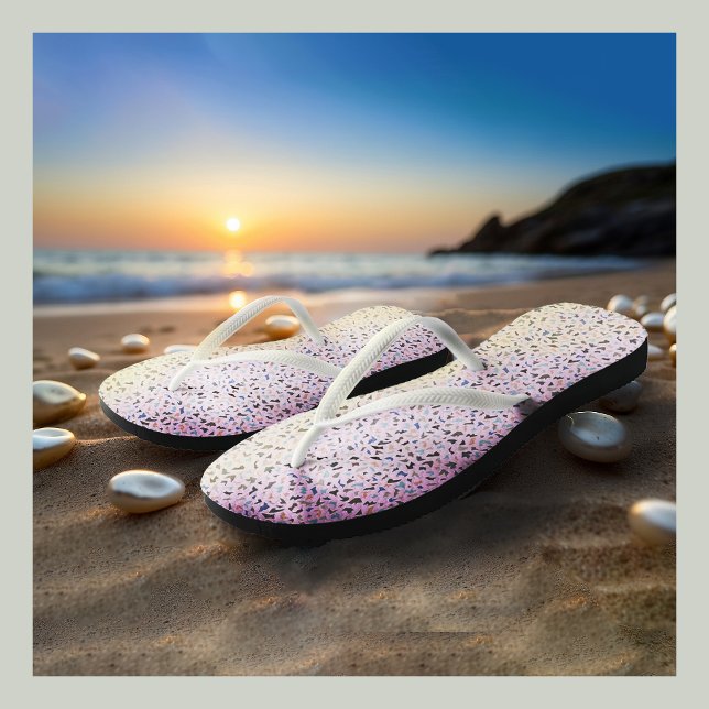 Tongs Abstrait motif en mosaïque Terazzo sur arrière - p (Terazzo mosaic pattern on pink background Flip Flops for women)