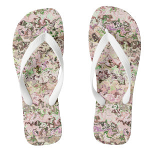Tongs Abstrait rose et vert
