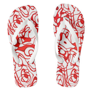 Tongs Abstrait rouge, noir et blanc