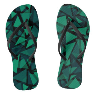 Tongs Abstrait vert émeraude polygonale motif jeter pil