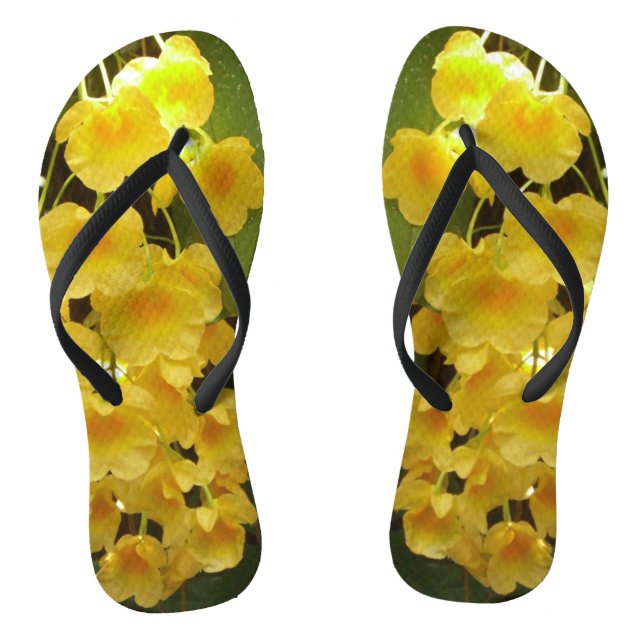 Tongs Accrocher les orchidées jaunes Fleurs tropicales (Semelle)