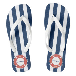 Tongs Accueil Bleu Nautique À Bord Du Nom Du Bateau