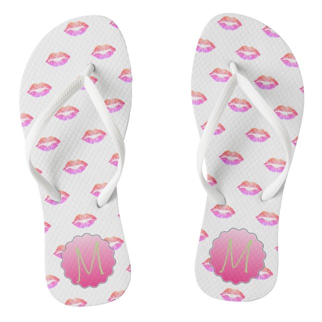 Tongs Adorable Cool Glitter Lips , Monogramme (Semelle)