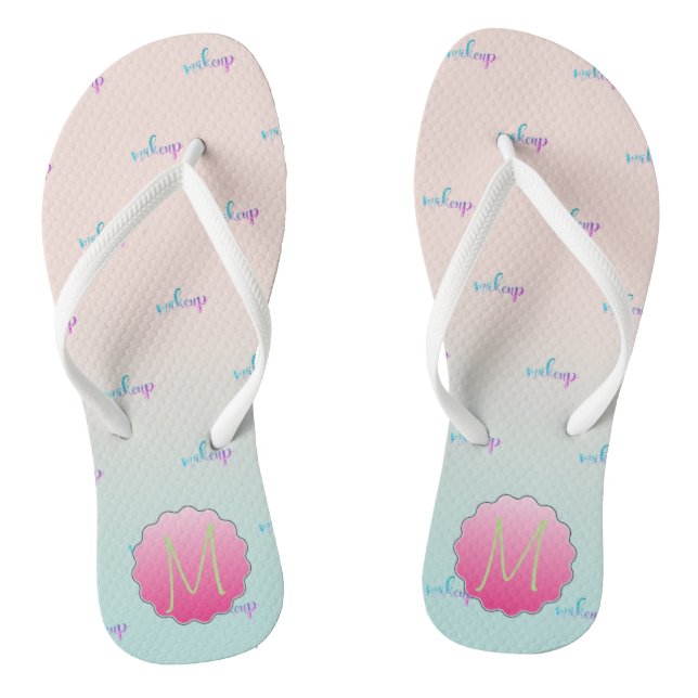 Tongs Adorable Cool Glitter Maquillage ,Monogramme (Semelle)