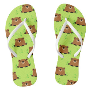 Tongs Adorable Motif de la marmotte de bois
