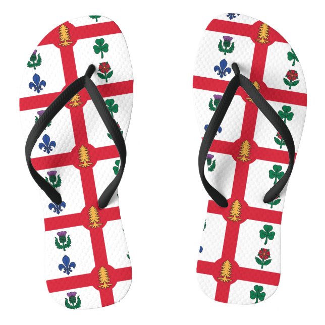 Tongs Adult Slim Straps with Flag of Montreal (Semelle)