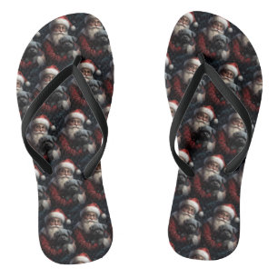 Tongs Affenpinscher avec Noël Festif du Père Noël