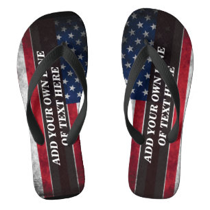 Tongs Ajouter votre texte sur le drapeau américain