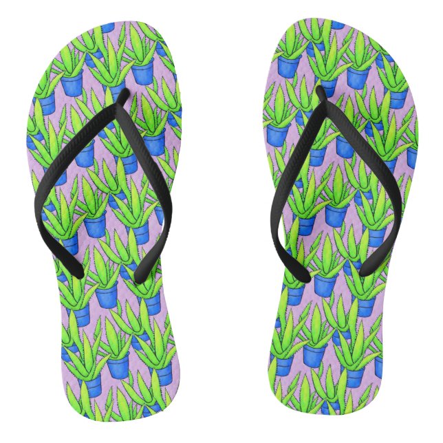 Tongs Aloe Vera Motif Plante Textile (Semelle)