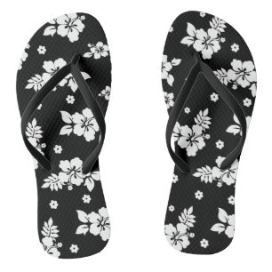 Tongs Aloha Black Classic Hawaiian Motif sans fil