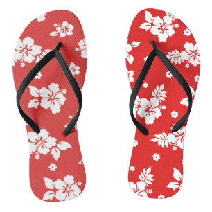 Tongs Aloha Red Classic Hawaiian Motif sans fil