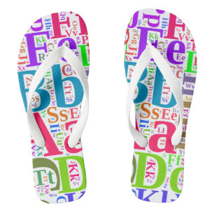 Tongs Alphabet coloré